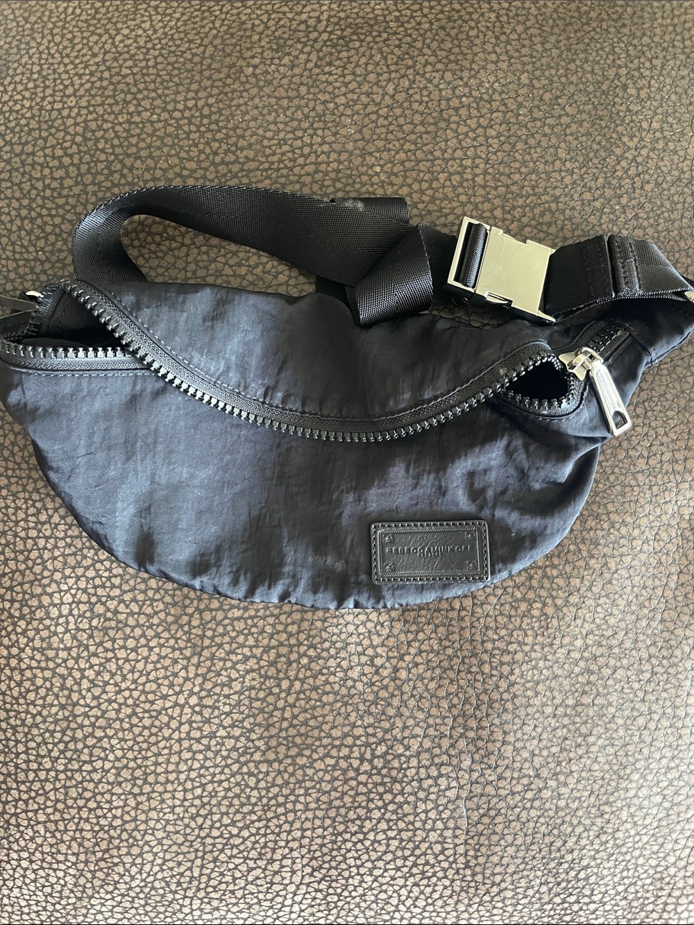 Rebecca Minkoff Black Nylon Waist Bag with Silver Hardware